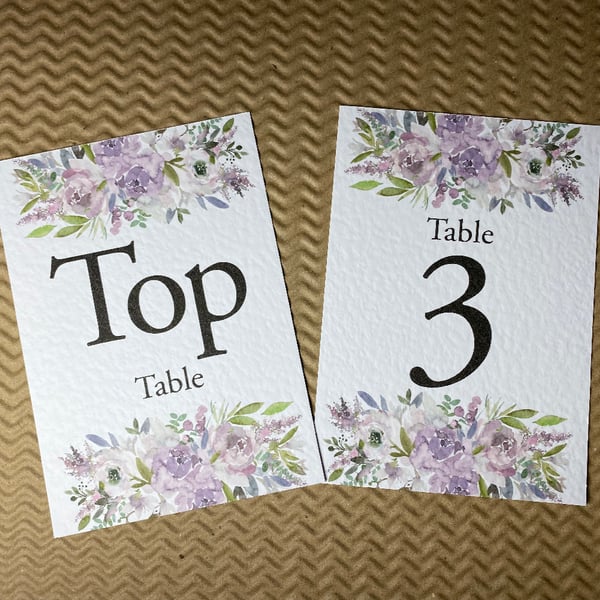 MAUVE roses peonies dusty pink TABLE NUMBERS wedding rustic A6 card