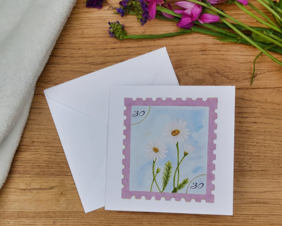 Hand-drawn Daisy Birth Flower Card