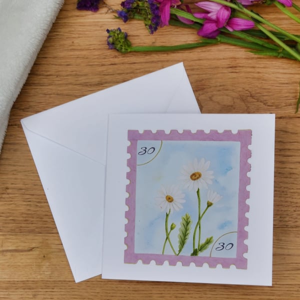 Hand-drawn Daisy Birth Flower Card