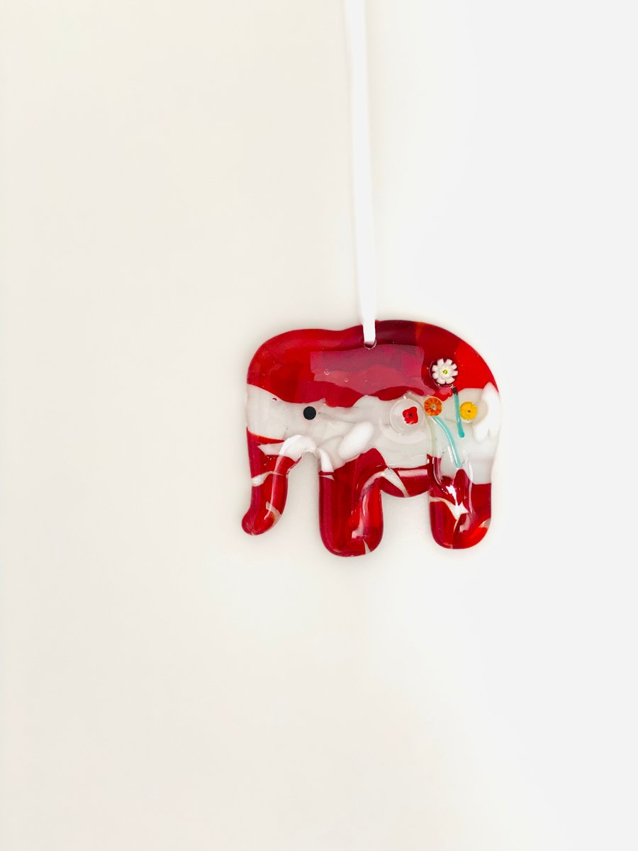 fused glass hanging elephant in gift box