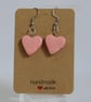 Handcrafted Soft Pink Heart Dangle Earrings
