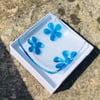 Fused glass trinket  dish in white linen box 
