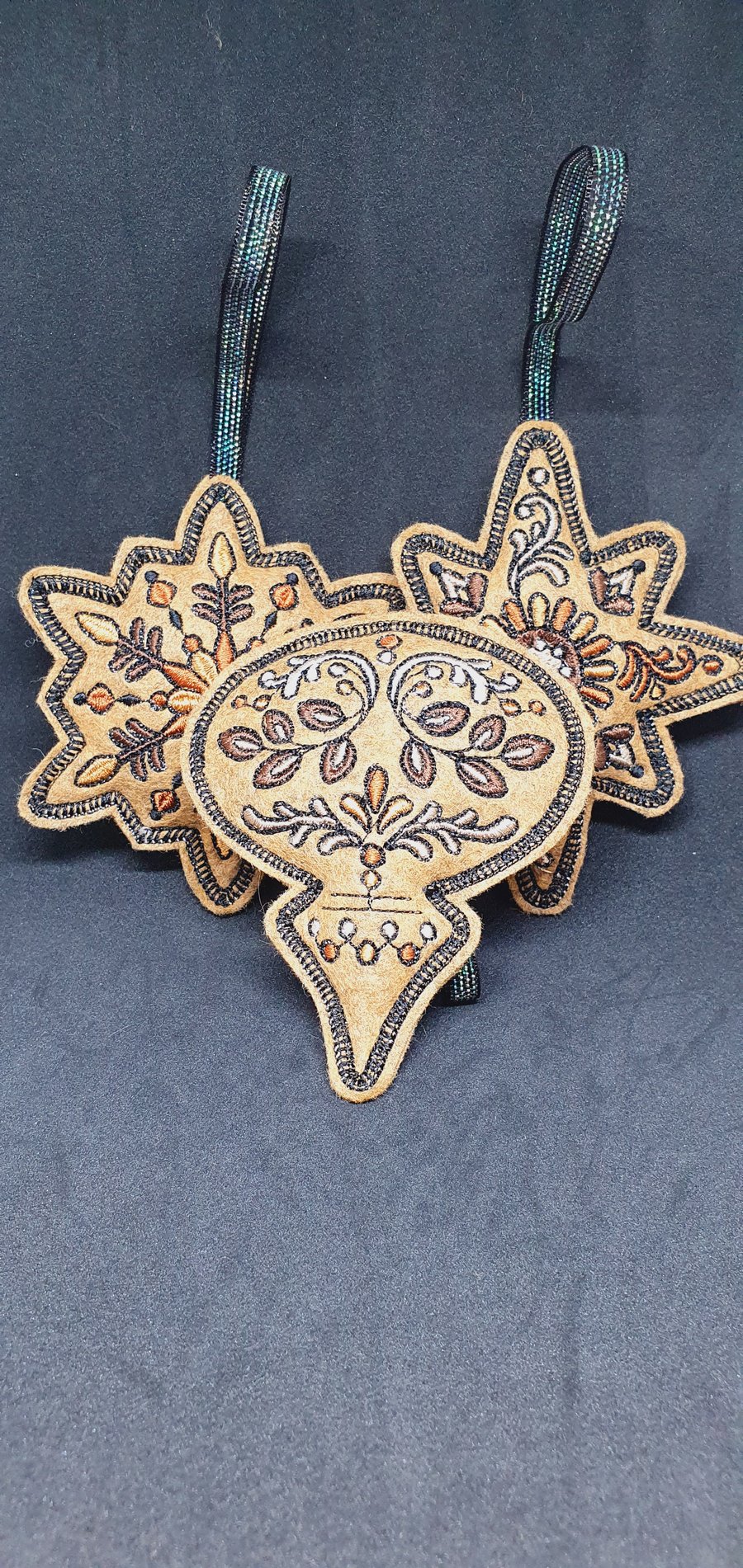 Embroidered felt decorations. Steampunk