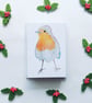 ROBIN WATERCOLOUR CHRISTMAS Card pack, A7 Card, Blank Inside, Mini Cards - Image 1