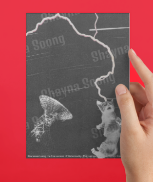 'It's Alive!' card printed from handmade collage 