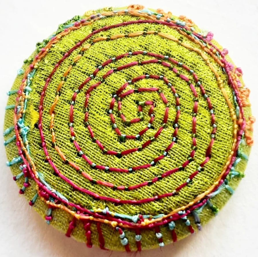 Buttons 1 inch button Hand Dyed Silks and Cottons Free Machine Embroidery Button