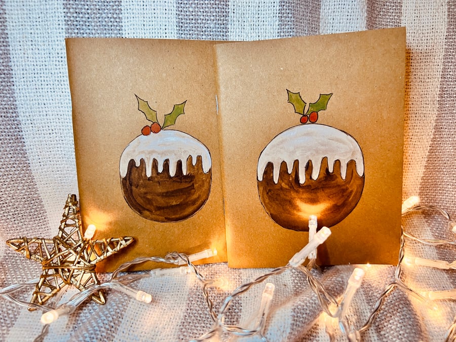 Handpainted Christmas pudding notebook