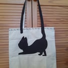 Cat shopping tote bag handmade homemade calico cotton reusable gift