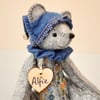 Artist bear, one of a kind collectable teddy bear, hand sewn UK designed bear 