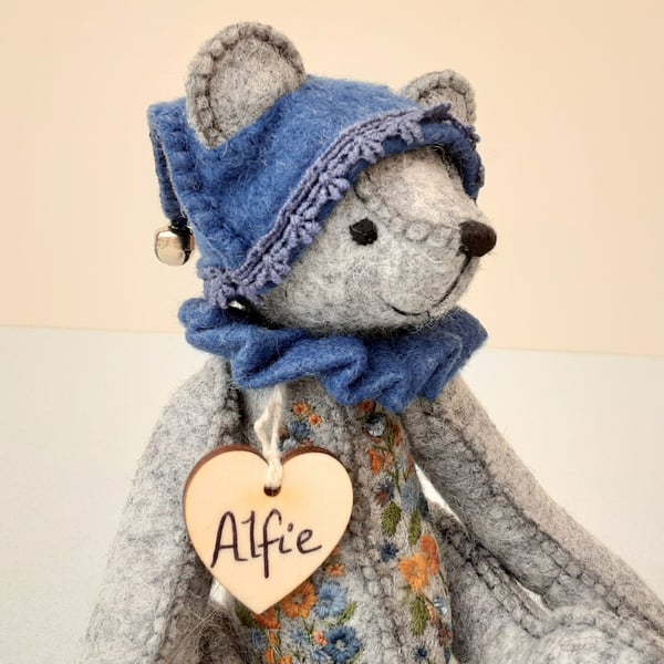 Artist bear, one of a kind collectable teddy bear, hand sewn UK designed bear 