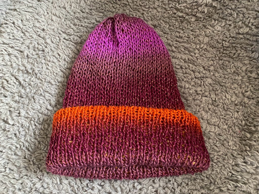 Knitted Beanie Hat – Sunset Sparkle