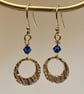 Circular dangly earrings with blue Swarovski crystal beads  - Image 4