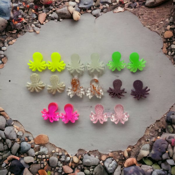 Handmade Resin Octopus Stud Earrings