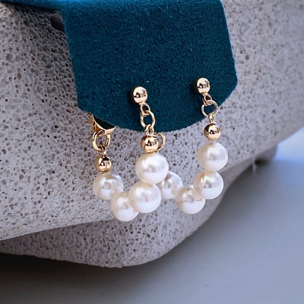 Freshwater Pearl Ringlet Earrings gold plated