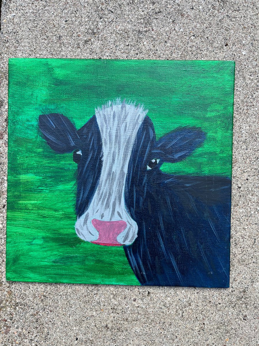 Canvas Cow Painting 