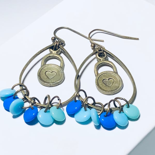 Blue glass bead handmade earrings
