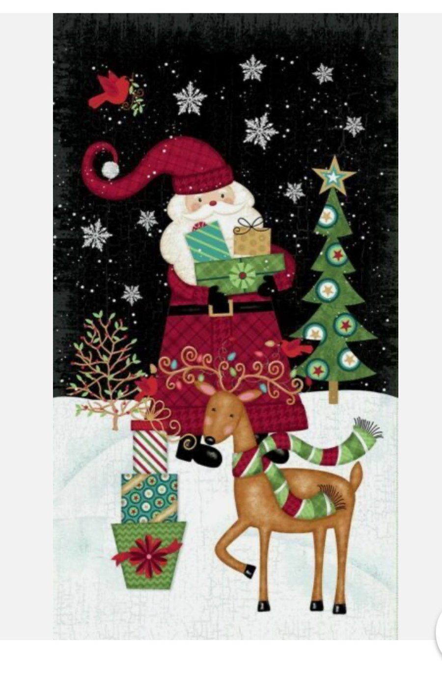 Holly Jolly Christmas Santa Fabric Panel by Studio E