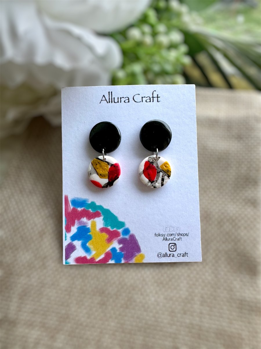 Graffiti Black on White Earrings