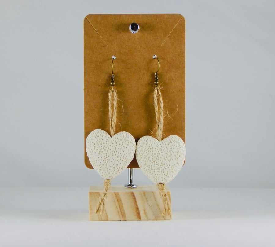White heart earrings