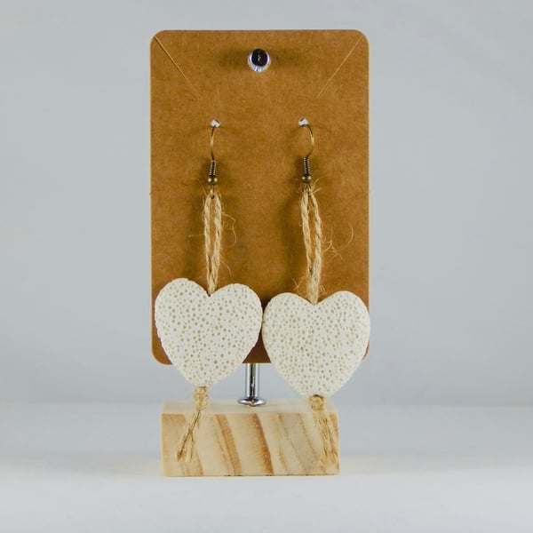 White heart earrings