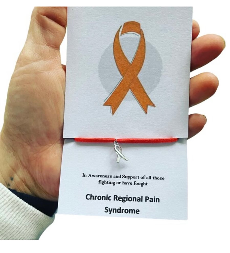 Chronic regional pain syndrome wish bracelet ribbon charm corded wish bracelet 