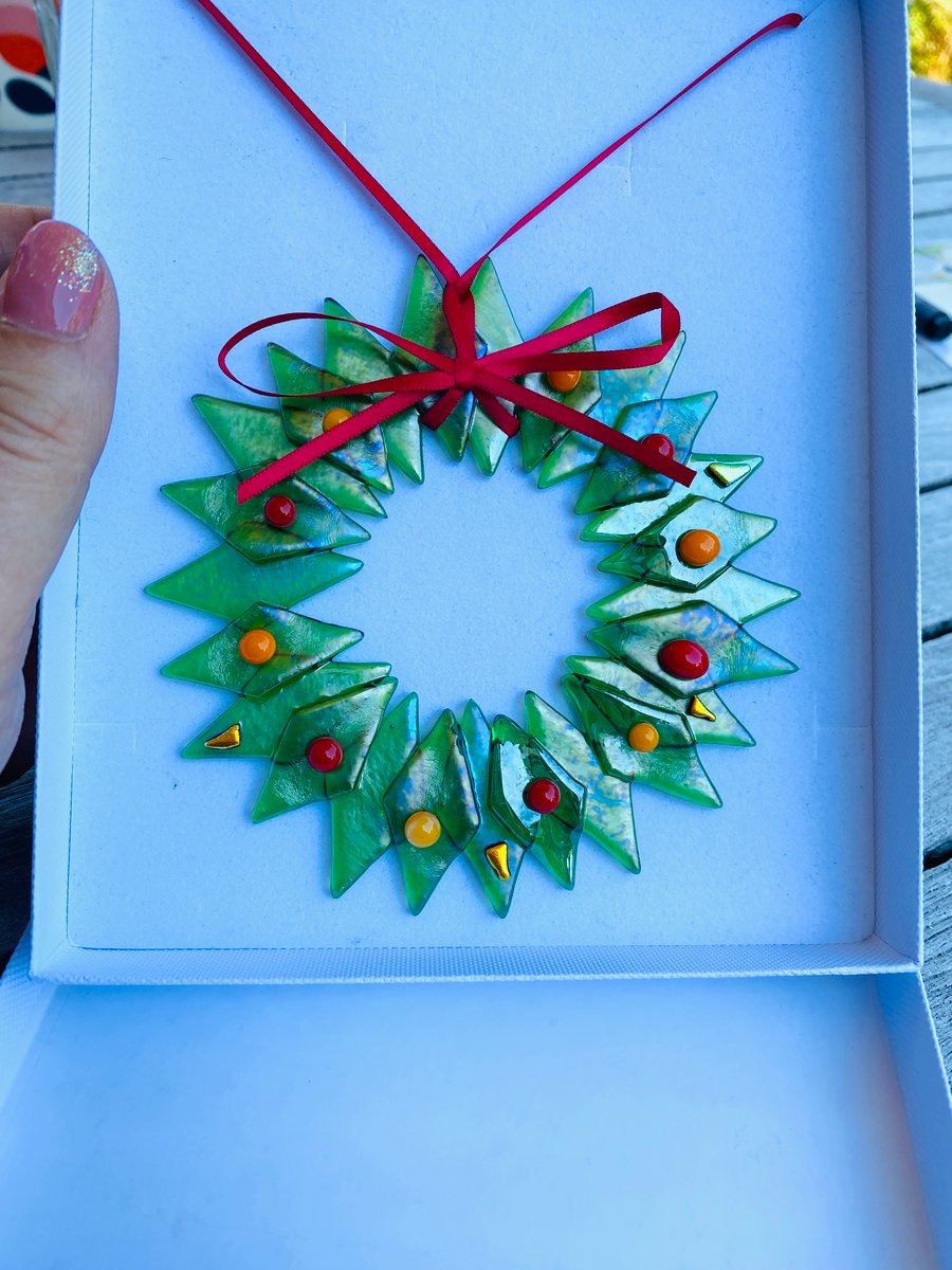 Fused glass wreath 