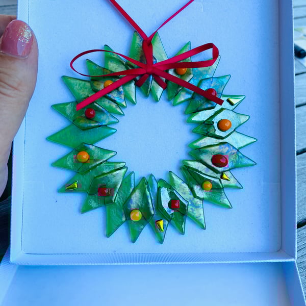 Fused glass wreath 