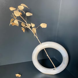 Medium white ring vase