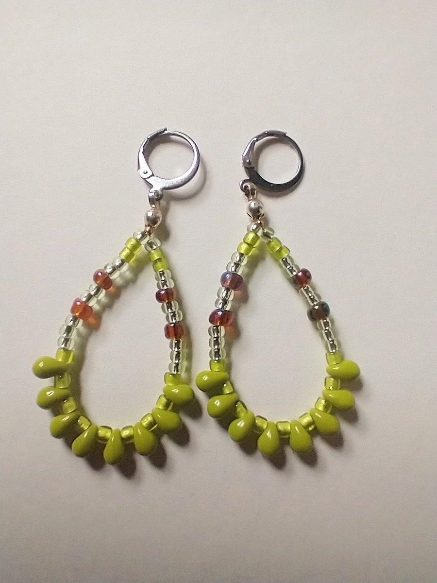 Lime Green Drop Earrings 