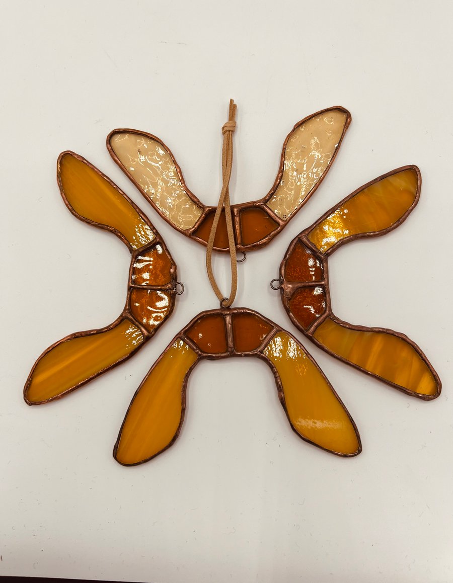 Stained glass sycamore seed - autumn woodland decorations - perfectly imperfect