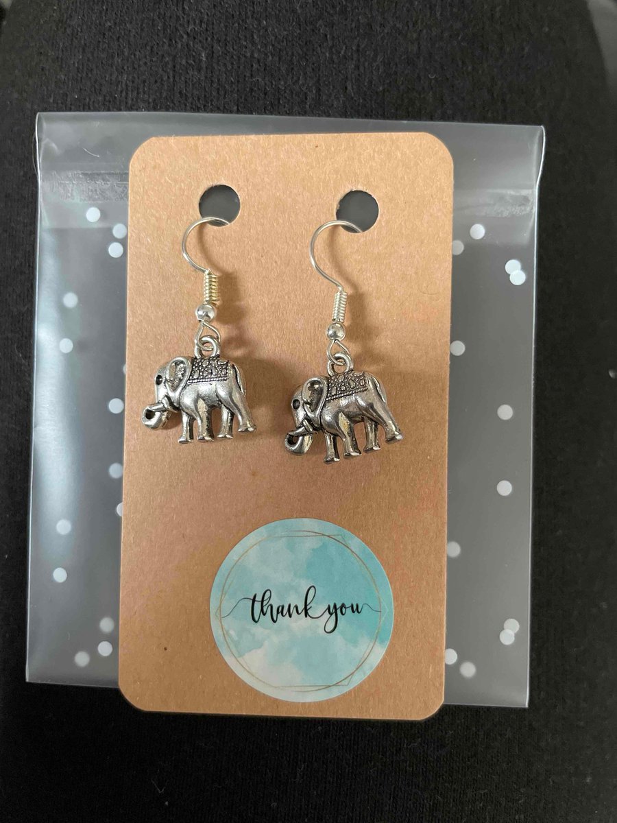 Ornate elephant droplet earrings
