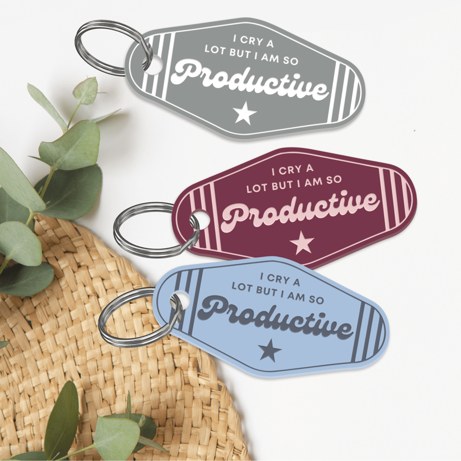 So Productive - TPD Motel-Style Keyring: Retro Acrylic Keychain, Song-Inspired
