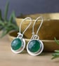 Sterling Silver and Green Onyx Gemstone Dangle Earrings