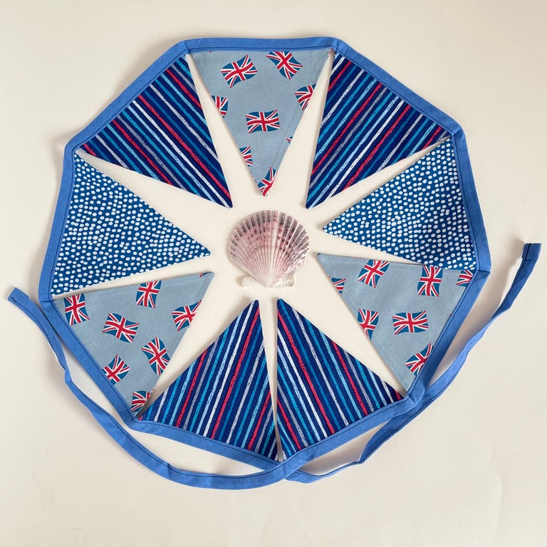 British Bunting with Union Jack flags - small & reversible