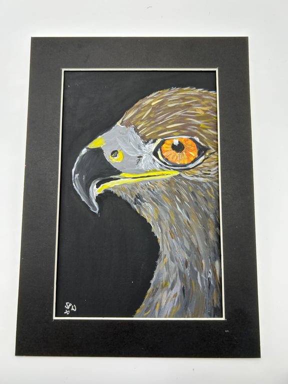 Original eagle painting 5x7" wildlife artwork 