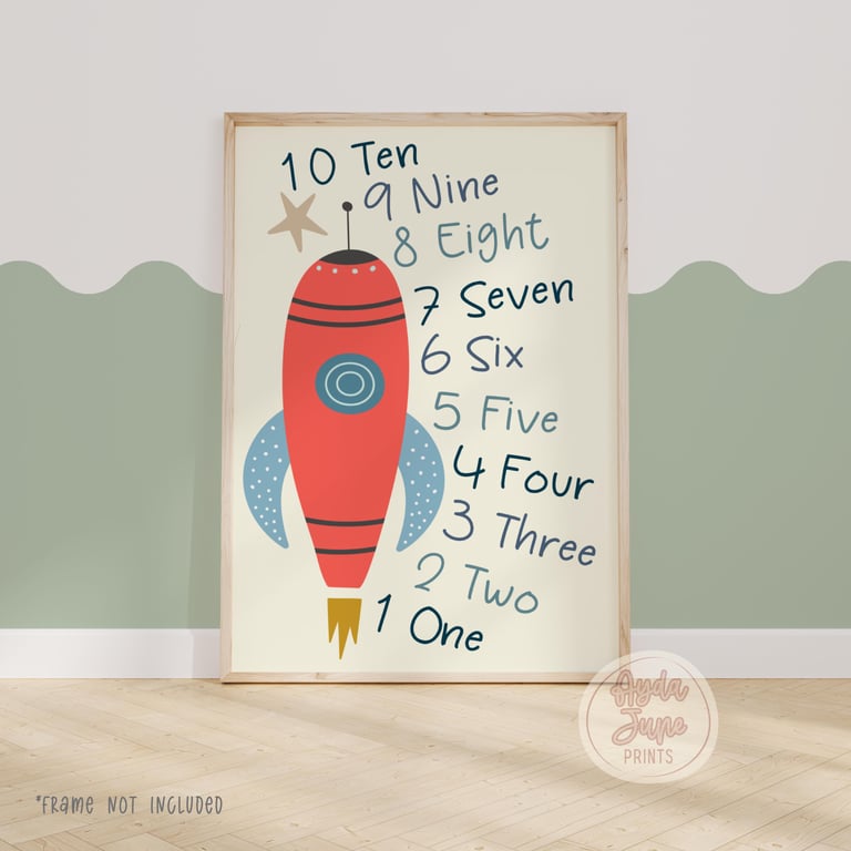 Space Wall Art, Rocket ship, Nursery Decor, playroom prints