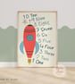 Space Wall Art, Rocket ship, Nursery Decor, playroom prints