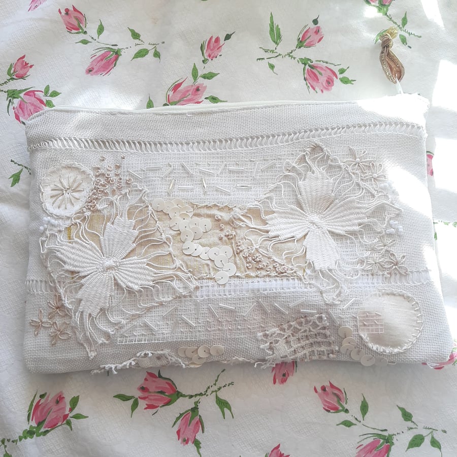 Embroidered and Beaded Evening Clutch Bag
