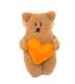 Miniature Pocket Pal Teddy Bear (Orange Heart 1)