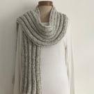  SCARF, neckwarmer. ' River' . Pale Grey. Merino wool . Unisex. 