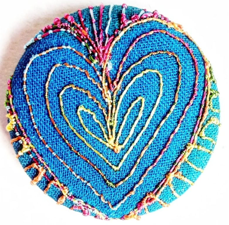 Buttons 1 inch button Hand Dyed Silks and Cottons Free Machine Embroidery Button