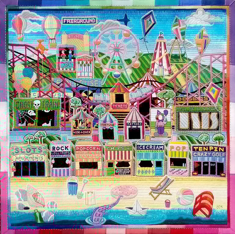 Fairground and Seaside Embroidered Montage