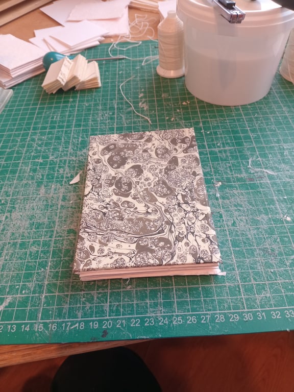 Folding concertina sketchbook A6 indian cotton rag paper marble design 