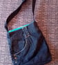 Dark Denim Crossbody Bag – Upcycled with a Pop of Colour - Image 2