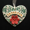 Ceramic thankyou heart with flower button
