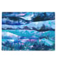 Glass Chopping Board with Pink and Blue Landscape Design, Round or Rectangle  - Image 3
