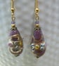 Artisan Lampwork Venetian style glass foil bead earrings - Image 1