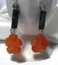 Sterling Silver &  Moss Agate Earrings Featuring Red Agate Flowers   - Image 4
