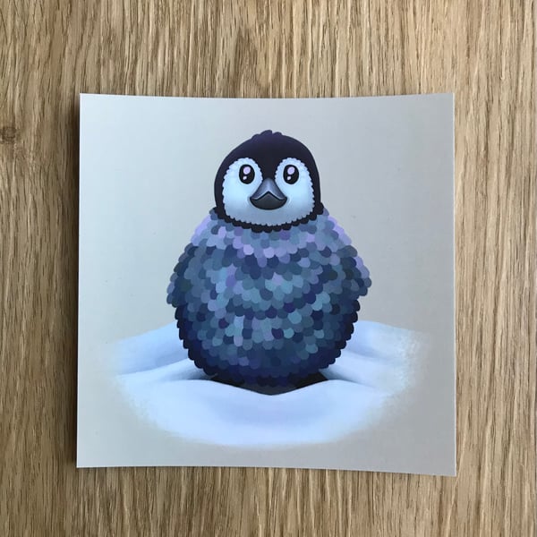 Baby Penguin Square Post Card Print