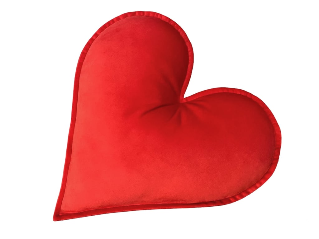 Red Velvet Heart Shaped Cushion Throw Decor Velentine's Day Pillow Gift Idea